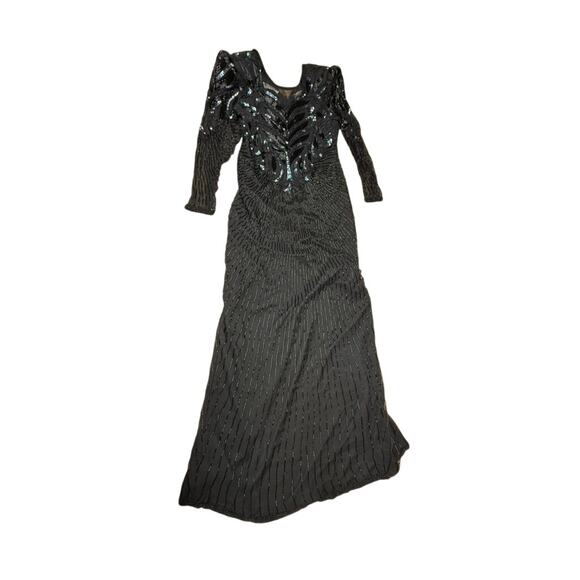 "SCALA" Women's Heavily Beaded Formal Gown VTG SZ L Wedding Eighties PLEASE READ - Picture 8 of 13